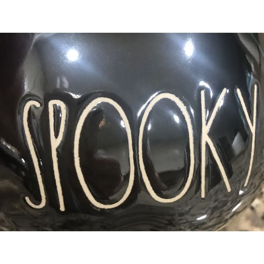 New Rae Dunn Halloween SPOOKY Black Luster Pumpkin Soap‎ Lotion Dispenser